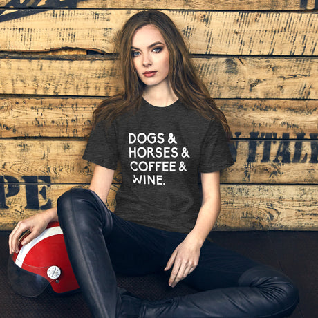 Dogs Horses Coffee and Wine Women's Shirt