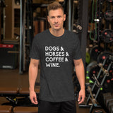 Dogs Horses Coffee and Wine Men's Shirt