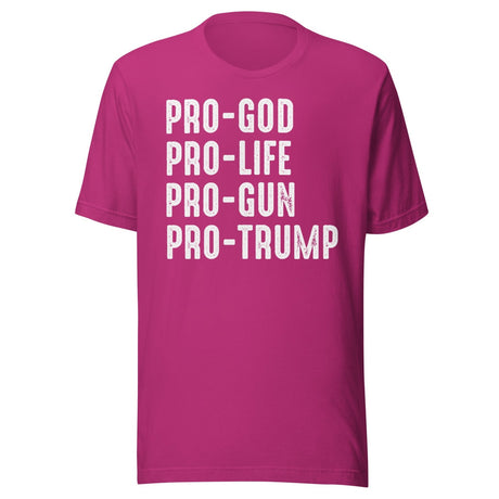 Pro God Pro Life Pro Gun Pro Trump Shirt
