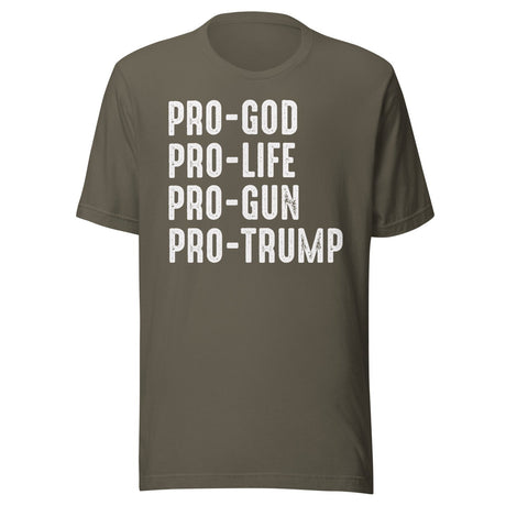 Pro God Pro Life Pro Gun Pro Trump Shirt
