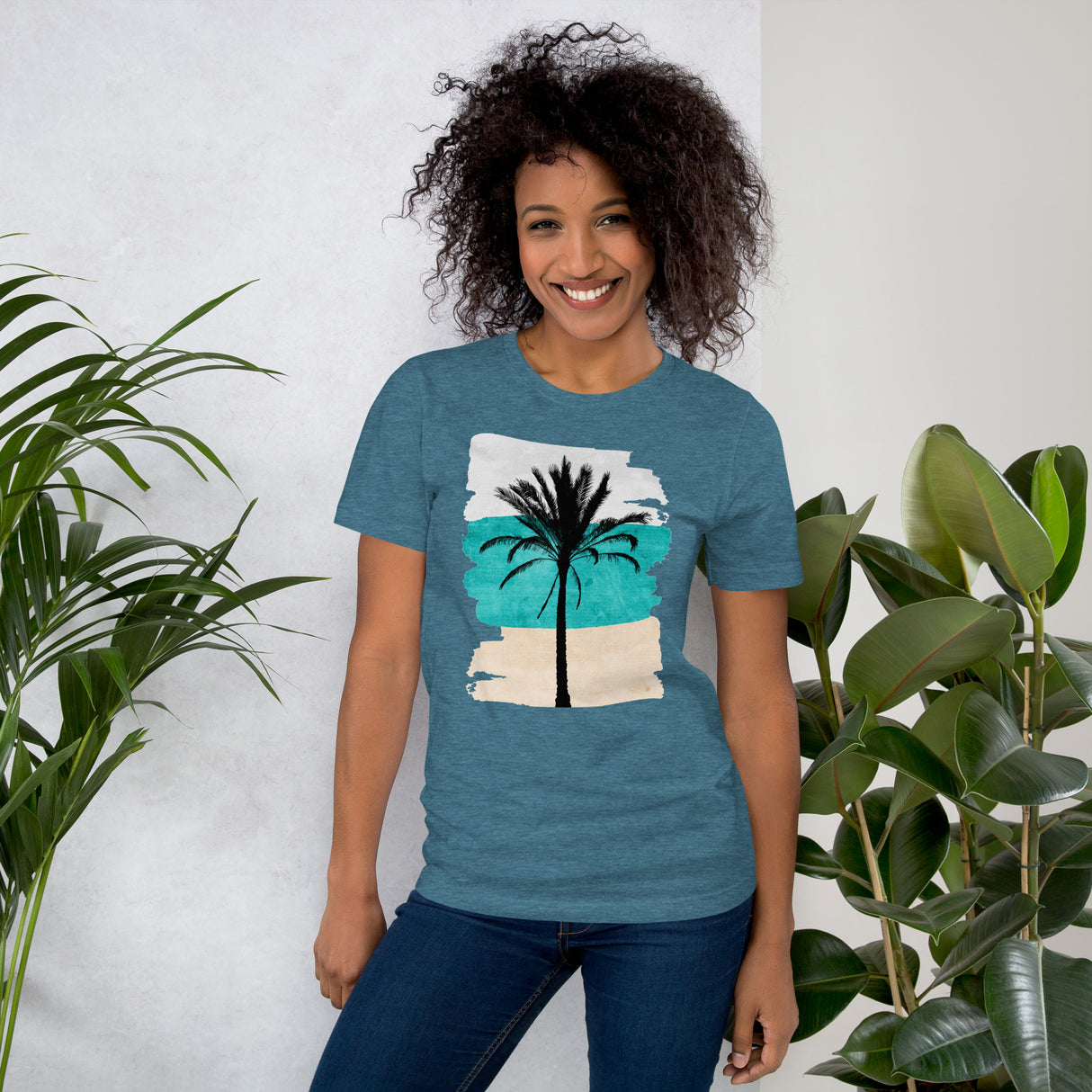 Sand Ocean Sky Single Palm Tree Women's Shirt