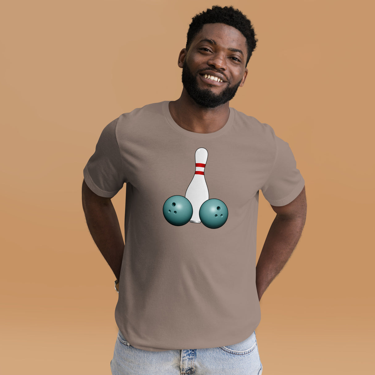 Pin and Two Balls Men's Graphic Bowling Shirt