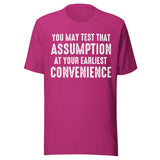 You May Test That Assumption At Your Earliest Convenience Shirt