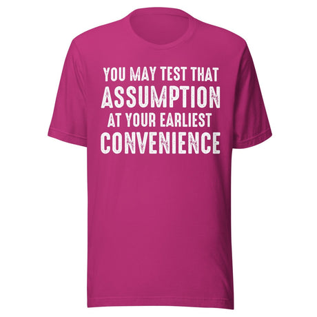 You May Test That Assumption At Your Earliest Convenience Shirt